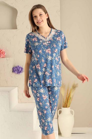 Bahar Dalı İndigo Bermuda Bayan Pijama Takımı 2708B