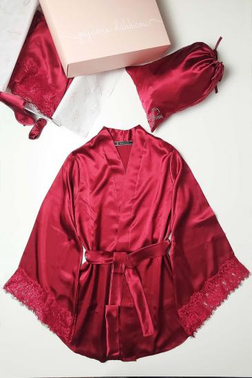 Burgundy Silk Saten 8 Pieces Bridal Set 8000MS