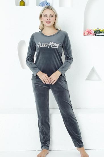 Füme Süper Soft Kadife Kadın Pijama Takımı 2752UK