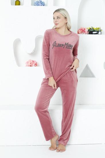 Pudra Süper Soft Kadife Kadın Pijama Takımı 2752UK