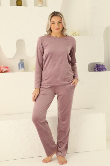 Pudra Süper Soft Kadife Kadın Pijama Takımı 2598UK