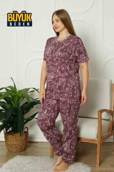 Çiçek Desenli Büyük Beden Bayan Pijama Takımı 2766KYB