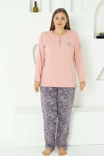 Pudra Büyük Beden Bayan Pijama Takımı 2767UYB