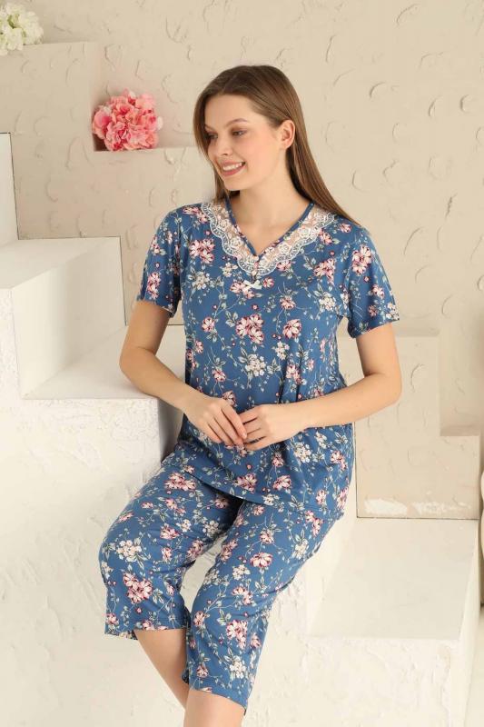 Bahar%20Dalı%20İndigo%20Bermuda%20Bayan%20Pijama%20Takımı%202708B