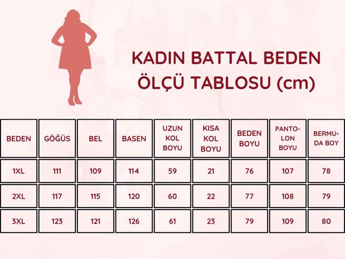 Çiçek%20Desenli%20Büyük%20Beden%20Bayan%20Pijama%20Takımı%202779UYB