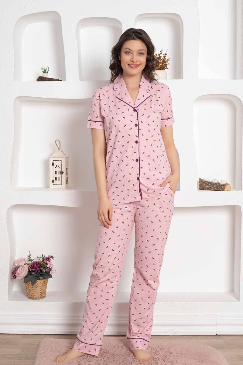 Pembe%20Kısa%20Kollu%20Gömlek%20Pijama%20Takımı%202777KY