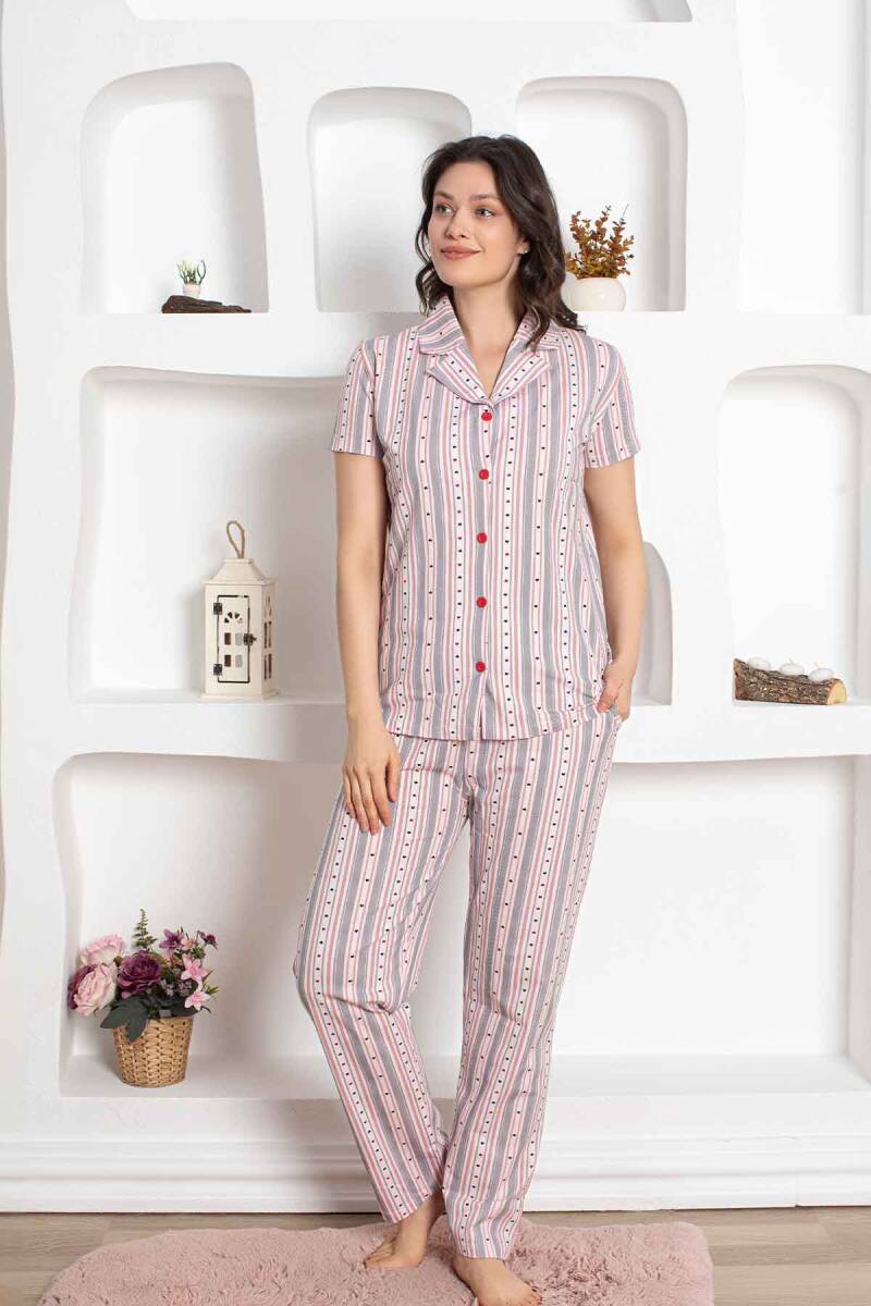 Çizgili%20Kısa%20Kollu%20Gömlek%20Pijama%20Takımı%202781KY