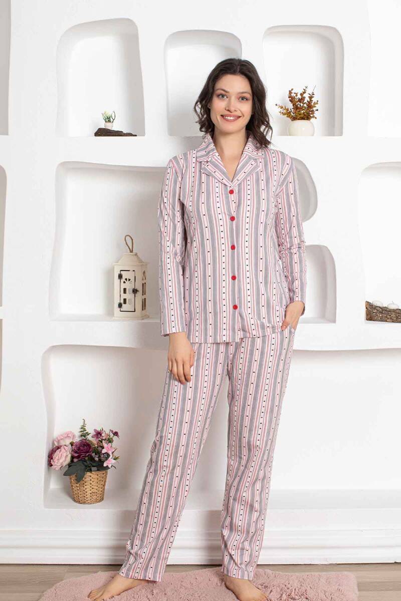 Çizgili%20Uzun%20Kollu%20Gömlek%20Pijama%20Takımı%202781UY