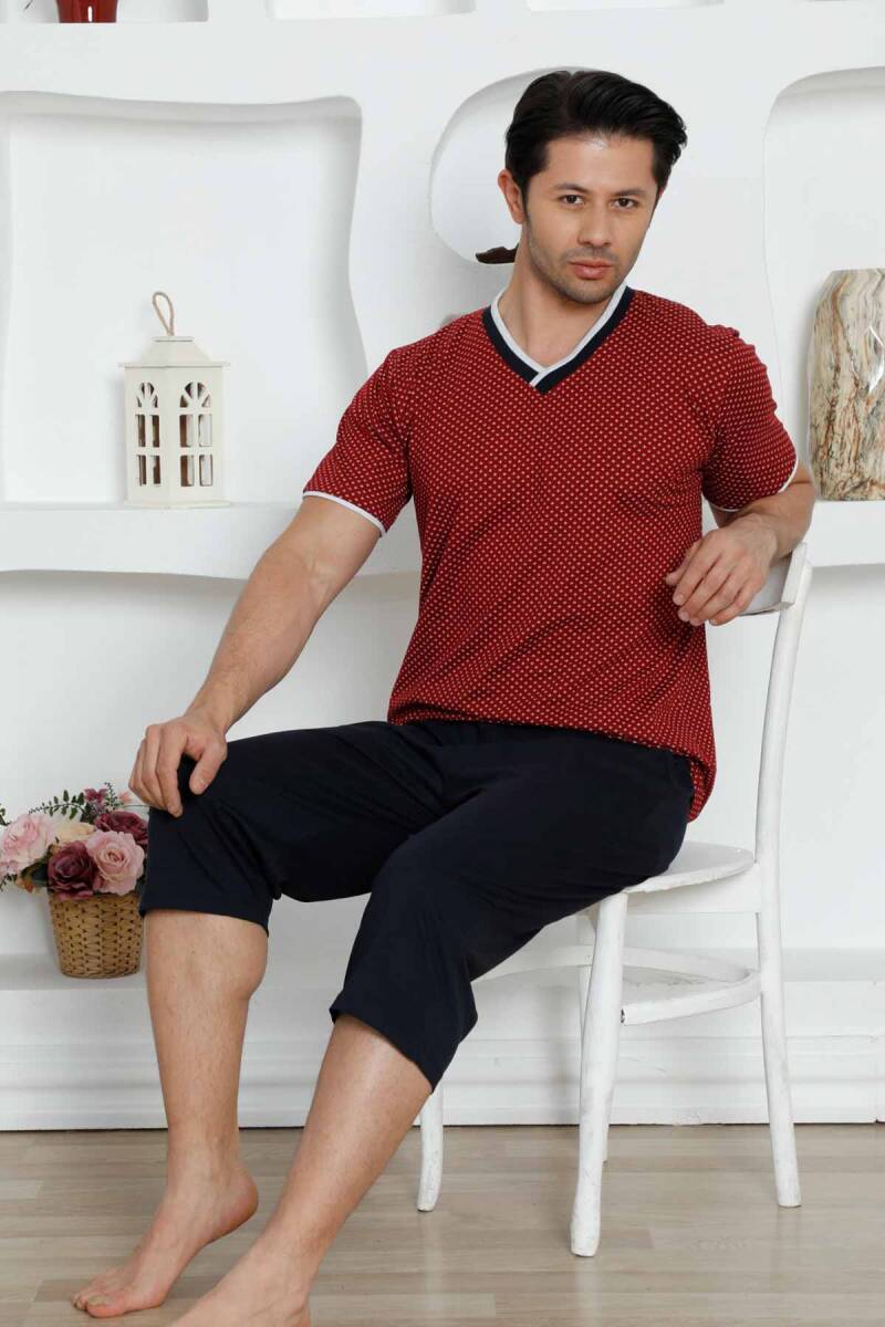 Bordo%20Bermuda%20Erkek%20Pijama%20Takımı%201199B