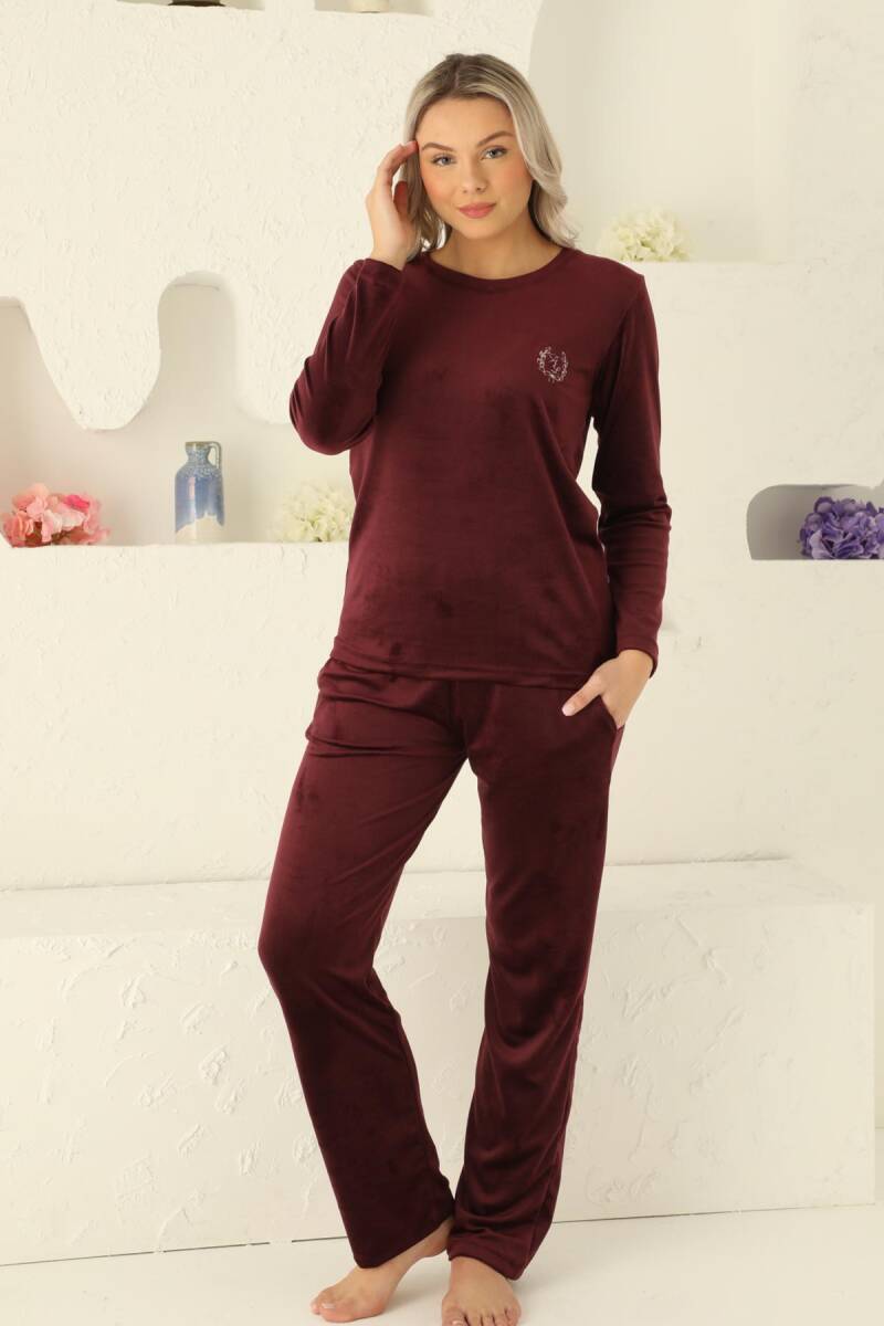 Bordo%20Süper%20Soft%20Kadife%20Kadın%20Pijama%20Takımı%202598UK